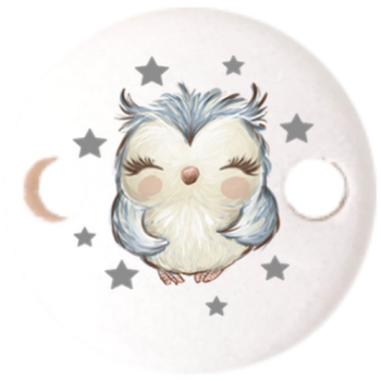 Schnullerkettenclip 30mm weiß Eule