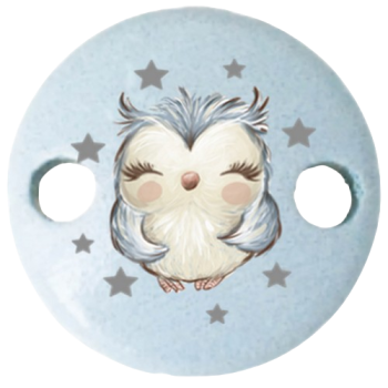 Schnullerkettenclip 30mm babyblau Eule