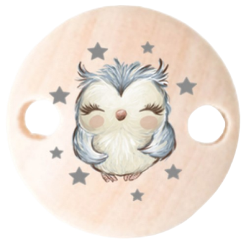 Schnullerkettenclip 30mm natur Eule