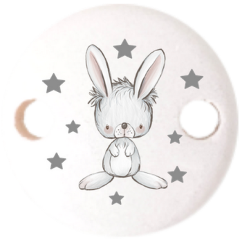 Schnullerkettenclip 30mm weiß Hase