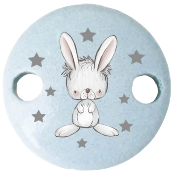 Schnullerkettenclip 30mm babyblau Hase