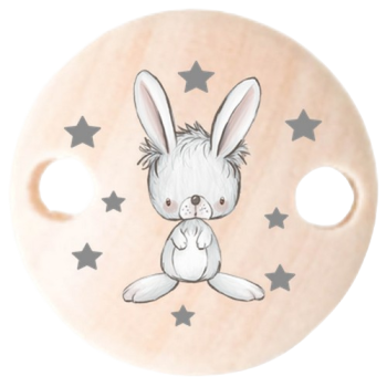 Schnullerkettenclip 30mm natur Hase