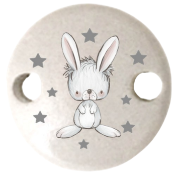 Schnullerkettenclip 30mm hellgrau Hase