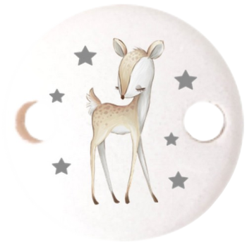 Schnullerkettenclip 30mm weiß Reh