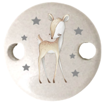 Schnullerkettenclip 30mm hellgrau Reh