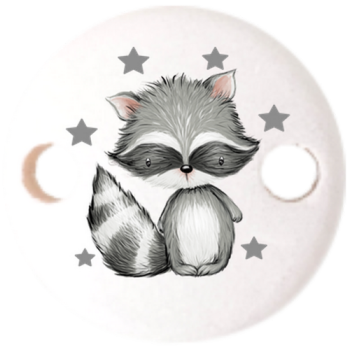 Schnullerkettenclip 30mm weiß Waschbär