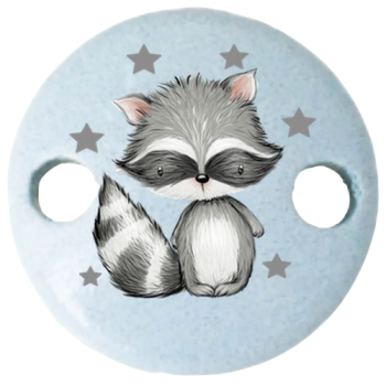 Schnullerkettenclip 30mm babyblau Waschbär