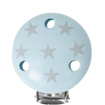 Schnullerkettenclip babyblau Sternchen hellgrau