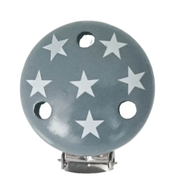 Schnullerkettenclip dunkelgrau Sternchen weiß