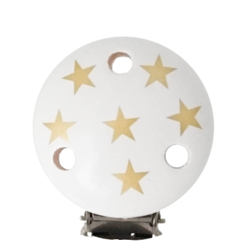 Schnullerkettenclip weiß Sternchen gold