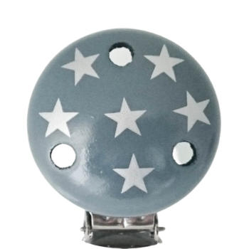 Schnullerkettenclip dunkelgrau Sternchen silber