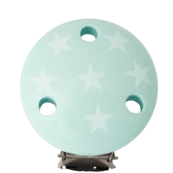 Schnullerkettenclip mint Sternchen weiß
