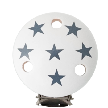 Schnullerkettenclip weiß Sternchen dunkelgrau