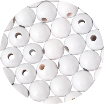 Holzperlen weiß Perlmutteffekt 10mm