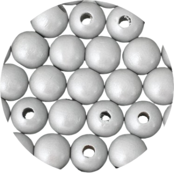 Holzperlen hellgrau Perlmutteffekt 10mm