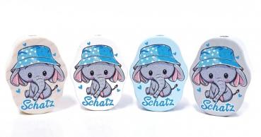 Formperle Elefant Schatz blau