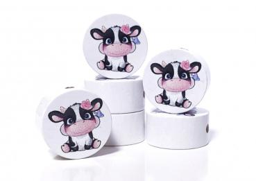 Motivscheibe weiß Kuh Blümchen