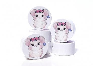 Motivscheibe weiß Maus Blümchen