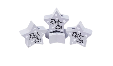 Motivperle Stern hellgrau Rockstar