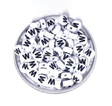 1x100 Buchstabenplättchen Kunststoff "W" 7mm