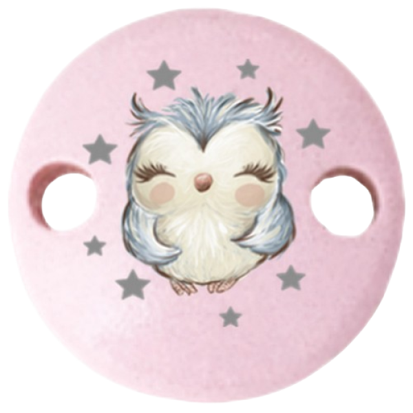Schnullerkettenclip 30mm rosa Eule
