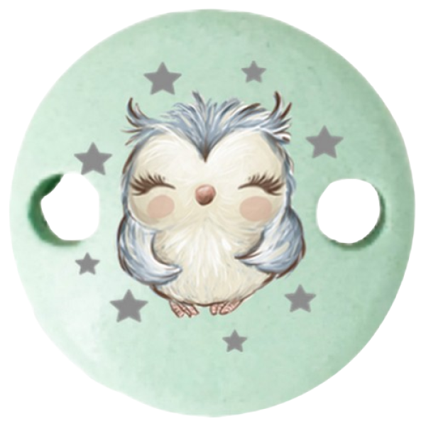 Schnullerkettenclip 30mm mint Eule