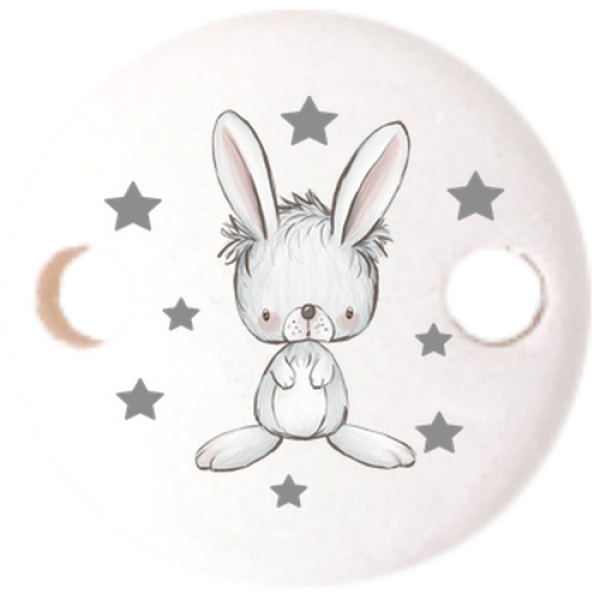 Schnullerkettenclip 30mm weiß Hase