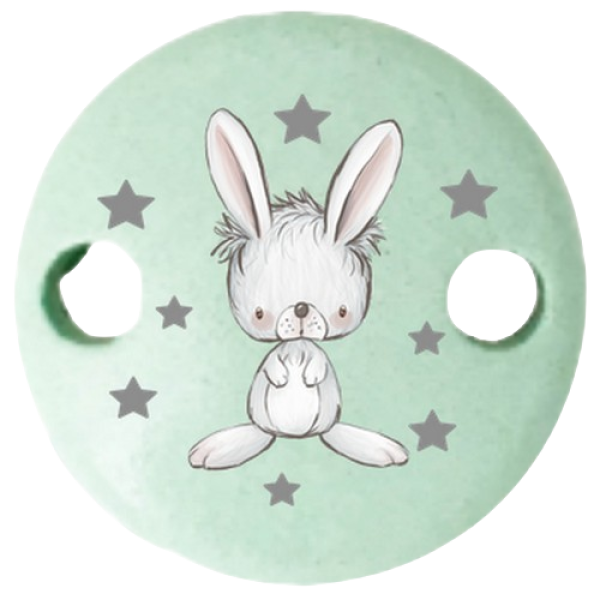 Schnullerkettenclip 30mm mint Hase