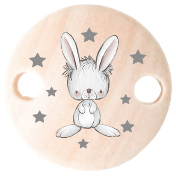Schnullerkettenclip 30mm natur Hase