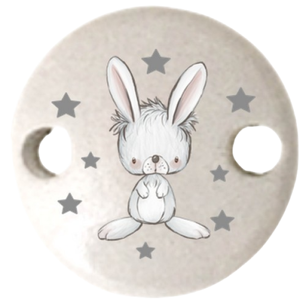 Schnullerkettenclip 30mm hellgrau Hase