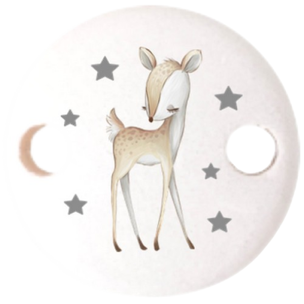 Schnullerkettenclip 30mm weiß Reh