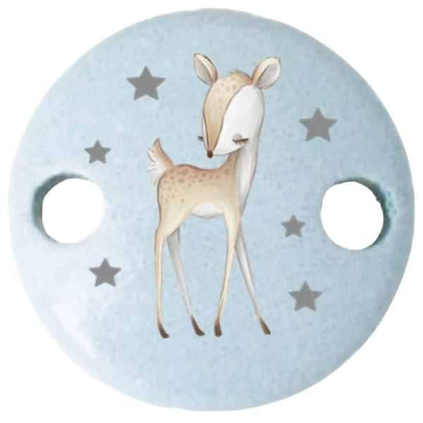 Schnullerkettenclip 30mm babyblau Reh