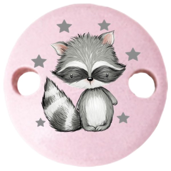 Schnullerkettenclip 30mm rosa Waschbär