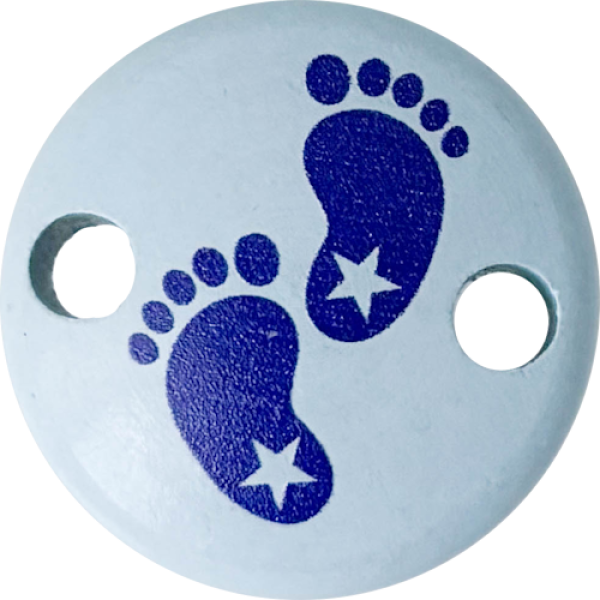 Schnullerkettenclip 30mm babyblau Füßchen Stern