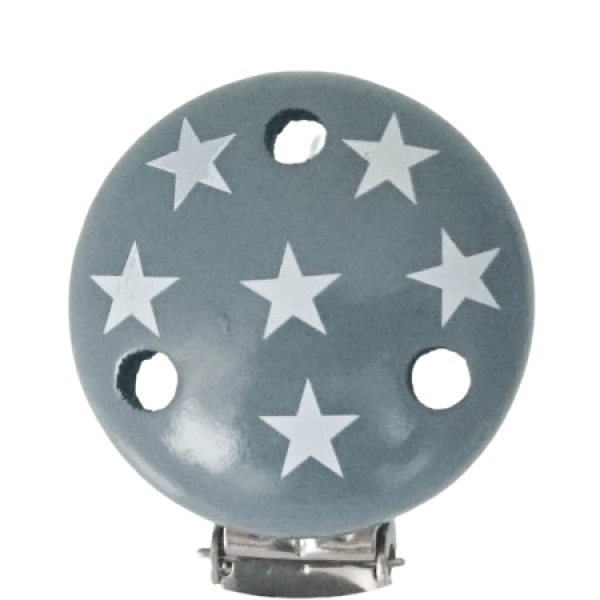 Schnullerkettenclip dunkelgrau Sternchen weiß