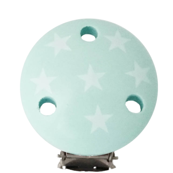 Schnullerkettenclip mint Sternchen weiß