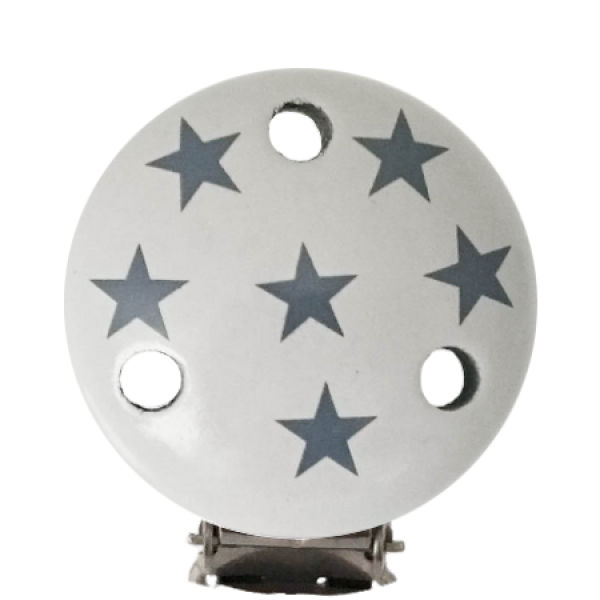 Schnullerkettenclip hellgrau Sternchen dunkelgrau