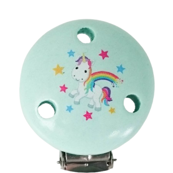 Schnullerkettenclip mint Einhorn Regenbogen
