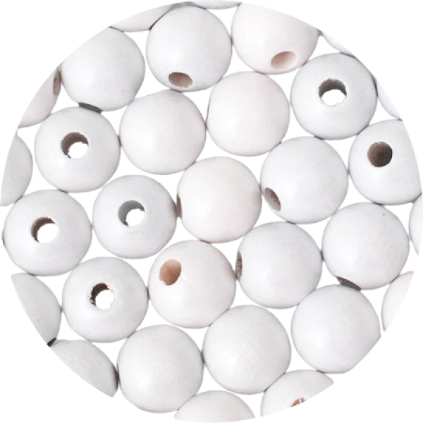 Holzperlen weiß Perlmutteffekt 10mm