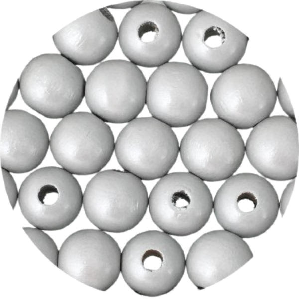 Holzperlen hellgrau Perlmutteffekt 10mm