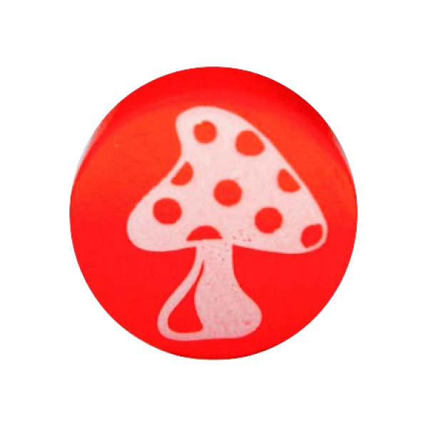Motivscheibe 16mm rot Pilz weiß