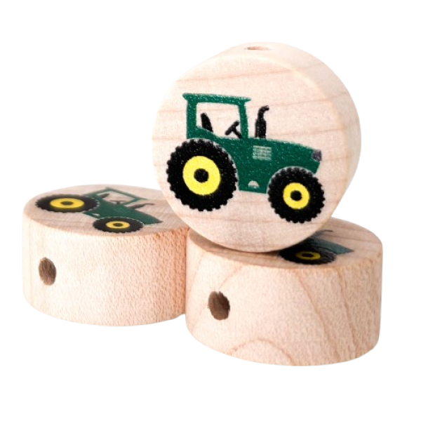 Motivscheibe natur hell Traktor grün