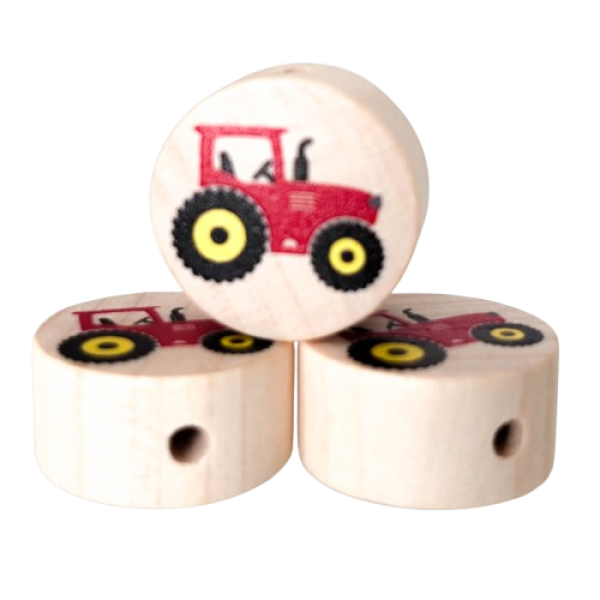Motivscheibe natur hell Traktor rot