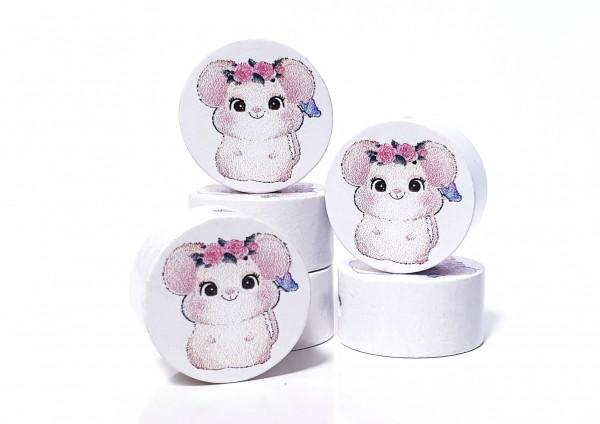 Motivscheibe weiß Maus Blümchen