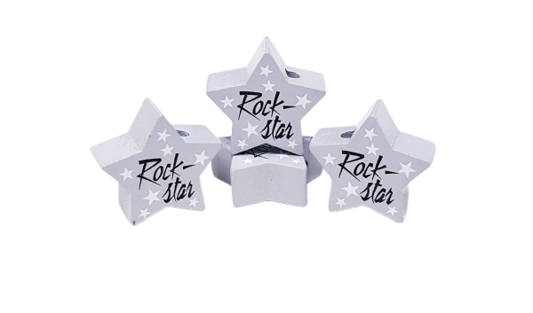 Motivperle Stern hellgrau Rockstar