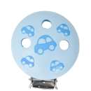 Schnullerkettenclip pastellblau Autos hellblau