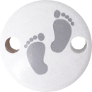 Schnullerkettenclip 30mm weiß Füßchen grau