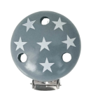 Schnullerkettenclip dunkelgrau Sternchen weiß