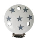 Schnullerkettenclip hellgrau Sternchen dunkelgrau