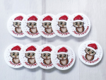 Einkaufswagenchip weiß Eule Merry Christmas